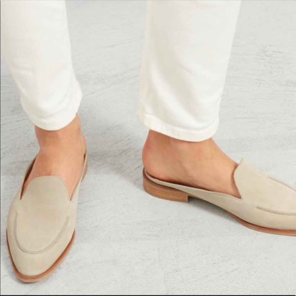 Everlane Beige Suede Backless Loafers
